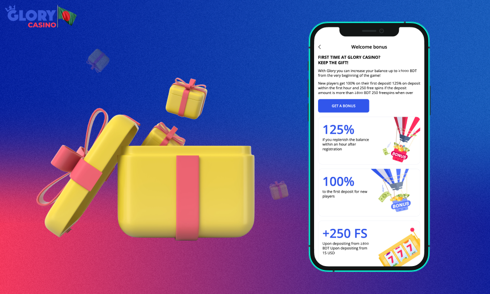 The welcome bonus is also available to users from Bangladesh on the Glory Casino mobile app