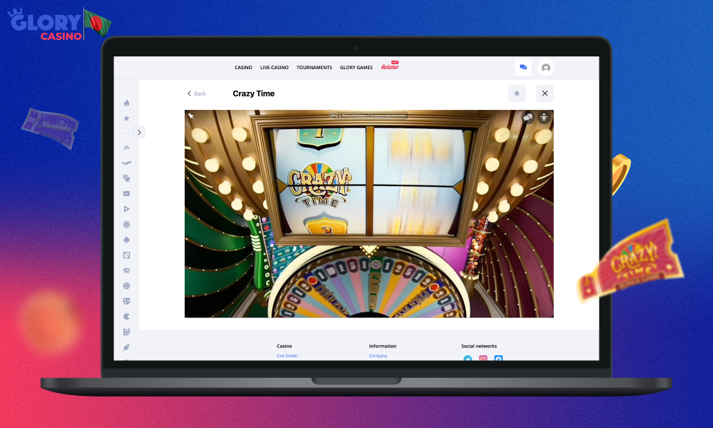 Crazy Time at Glory Casino is an exciting attraction that has special game mechanics