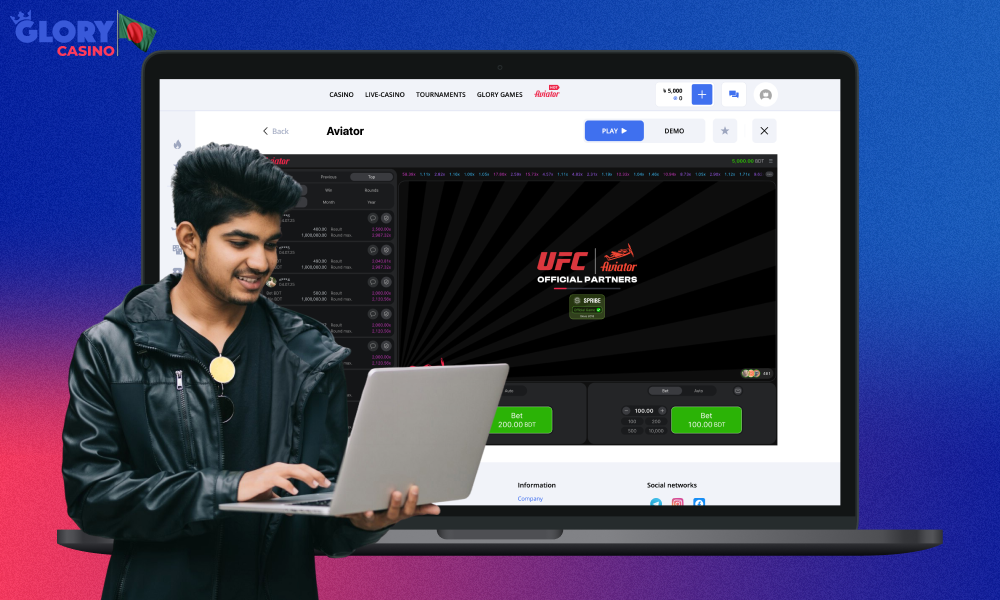 In order to start playing Aviator at Glory Casino - you need to follow a few simple steps