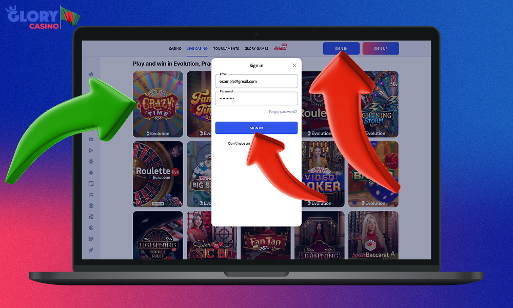 To start playing Crazy Time at Glory Casino Bangladesh - you need to follow a few simple steps